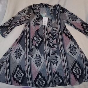 Filly Flair Gray and Pink Patterned Dress